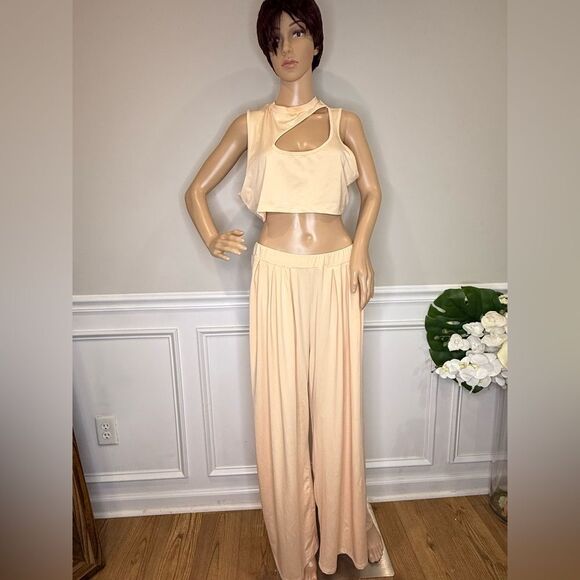 NWOT Chic peach Two-Piece pants Set - Picture 1 of 5